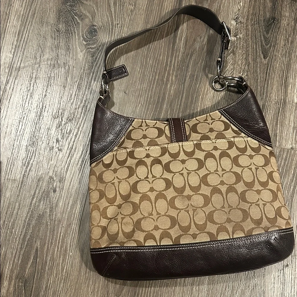 Coach Vintage‎ Y2K Signature Brown and Tan Hobo Bag